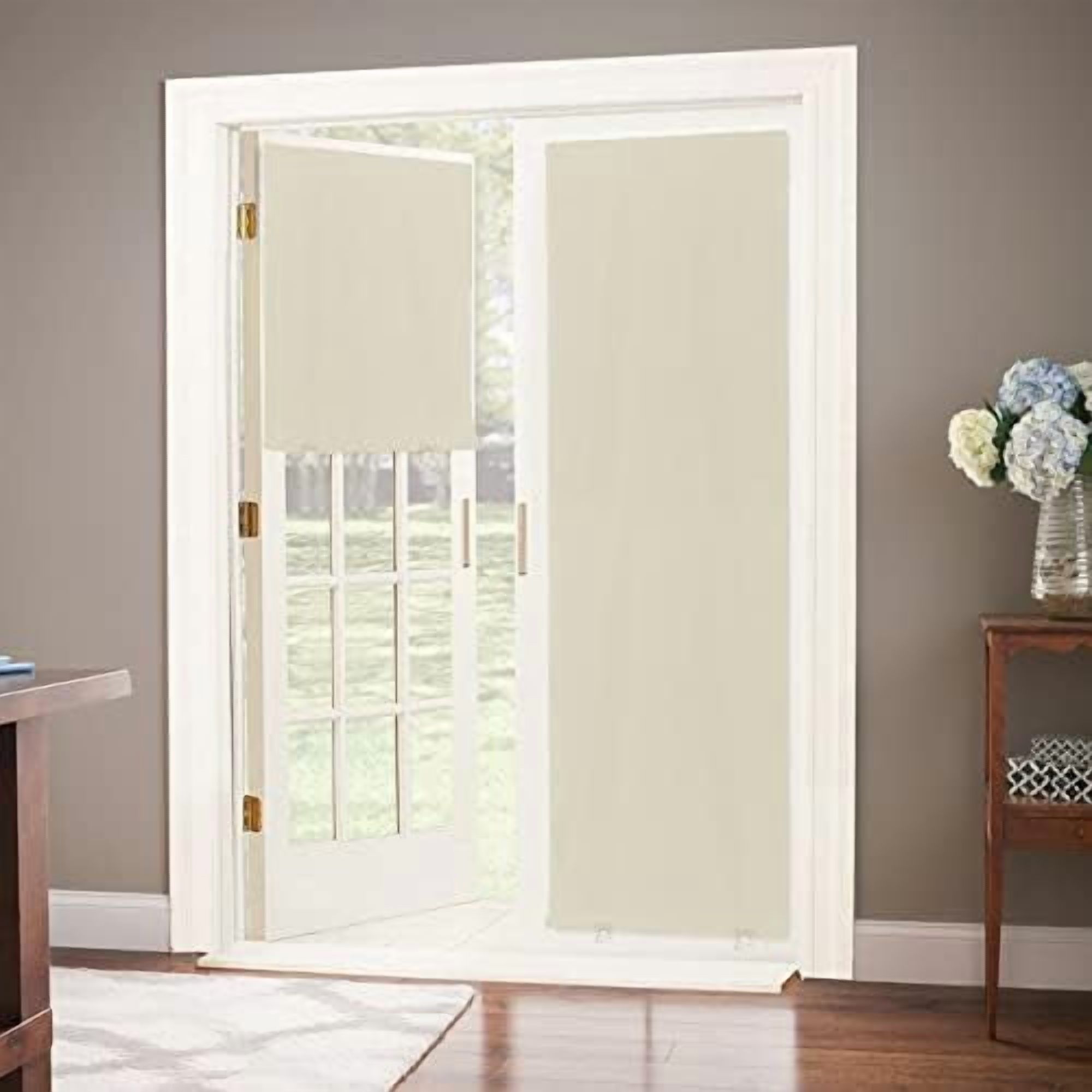 100% Blackout Door Curtain, No Tools No Drill Cordless Blinds for Windows, Thermal Insulated UV Protection Privacy Window Curtains for French Door Front Door(26''W x 68''H, Cream, 1 Panel)