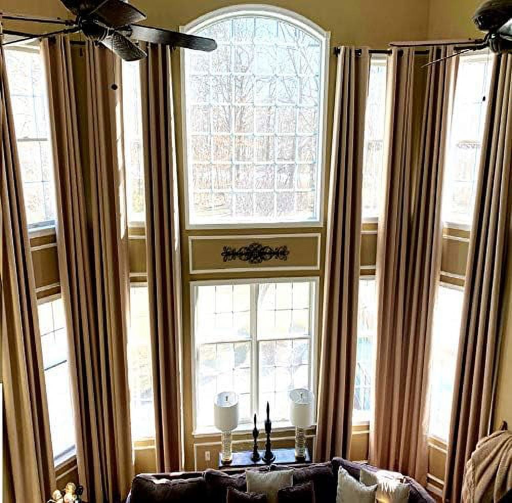 100 Blackout Extra Long Linen Curtains. Off White, Beige Cream Gray