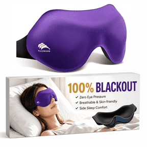 100% Blackout Eye Masks for Sleep: 3D Contoured Zero Eye Pressure Sleeping Mask for Lash Extensions - Great for All Sleep Positions - Perfect for Men Women Airplane Travel Essentials (Purple)