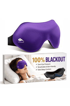 100% Blackout Eye Masks for Sleep: 3D Contoured Zero Eye Pressure Sleeping Mask for Lash Extensions - Great for All Sleep Positions - Perfect for Men Women Airplane Travel Essentials (Purple)