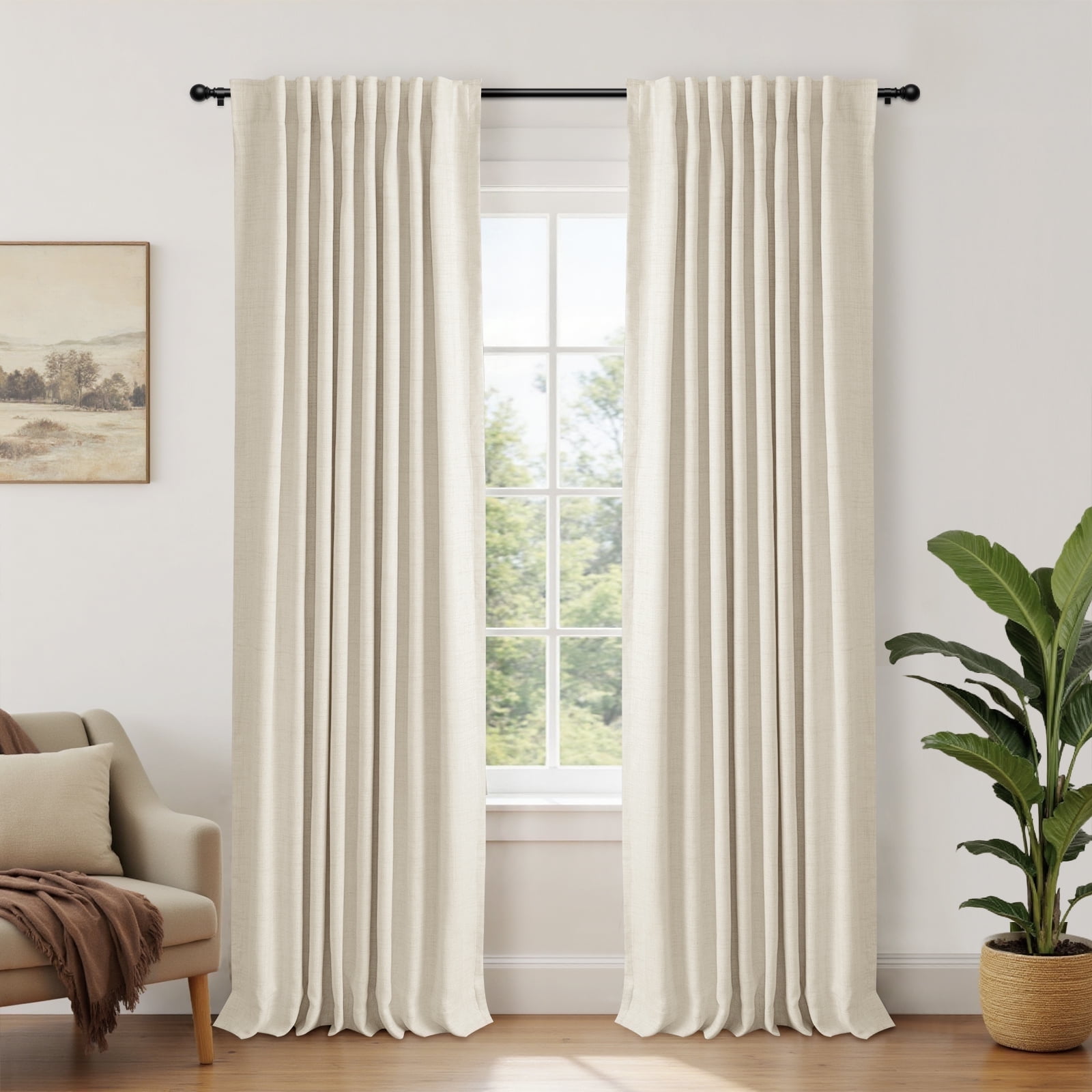 100% Blackout Curtains for Bedroom,Set of 2 Panels,84inch Length Faux Linen Thermal Insulated Back Tab Drapes with Room Darkening,50"Wx84"L,New Cream - Walmart.com