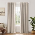 thumbnail image 1 of 100% Blackout Curtains for Bedroom,Set of 2 Panels,84inch Length Faux Linen Thermal Insulated Back Tab Drapes with Room Darkening,50"Wx84"L,Oatmeal, 1 of 8