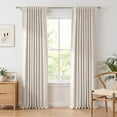 thumbnail image 1 of 100% Blackout Faux Linen Curtains for Livingroom Bedroom W50 X L84,2 Panels Set Thermal Insulated Curtains With Free 20 Ring Clips- Cream, 1 of 9