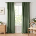 thumbnail image 1 of 100% Blackout Faux Linen Curtains for Livingroom Bedroom W50 X L96,2 Panels Set Thermal Insulated Curtains With Free 20 Ring Clips - Moss Green, 1 of 9