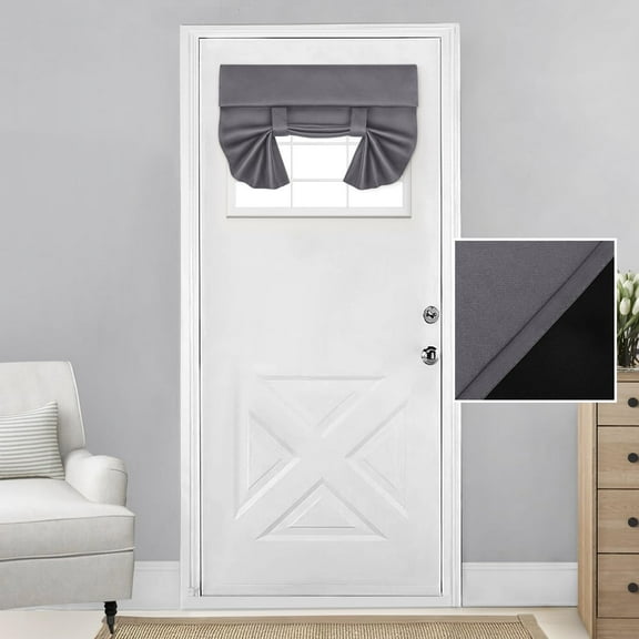 100% Blackout French Door Curtains, Privacy Door Curtains for Door Window, 26 X 40 Inch Room Darkening Curtains, Thermal Insulated Door Window Shades for Bedroom, (1 Panel, Light Grey)