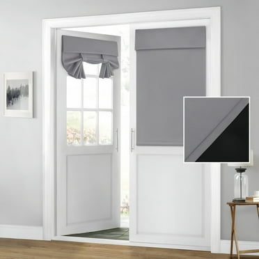 100% Blackout French Door Curtains,Privacy Door Curtains for Window,26 X 40 Inch Room Darkening Blinds,Thermal Insulated Window Shades for Bedroom,1 Panel,Light Grey