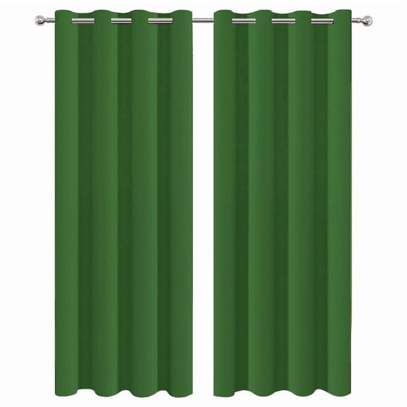 100% Blackout Insulated Curtain Set (Green) - Powerful Noise Reduction Curtains for Bedrooms, Offices, and Theaters (1-Pack)