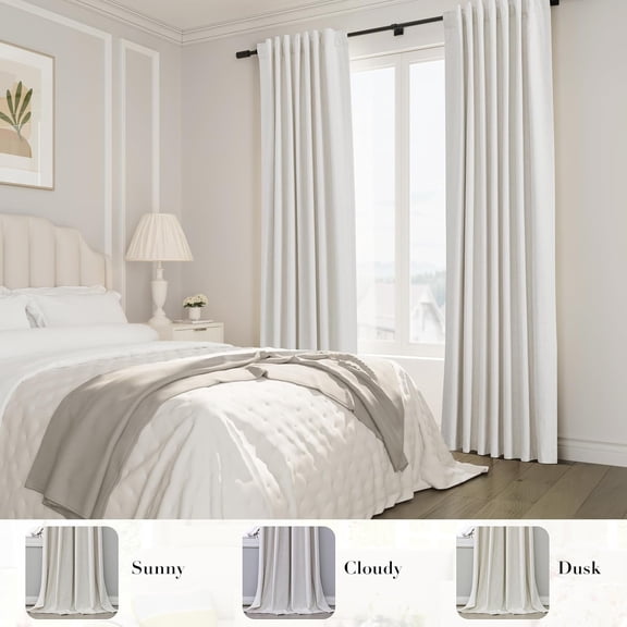 100% Blackout Linen Curtain Set, 2-Pack Natural Beige 52"x96" - Sun Blocking Drapes for Homeowners & Bedroom Users