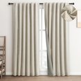 thumbnail image 1 of 100% Blackout Linen Curtains 52 Inch Wide x 108 Inch Long 2 Panels Set Thermal Insulated Textured Black Out Darkening Drapes for Bedroom Living Room Hook Belt/Back Tab/Rod Pocket, Beige, 1 of 6