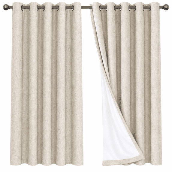 Long Valance 100% Blackout Linen Curtains, 54 Inch Long Faux Linen Window Drapes ...