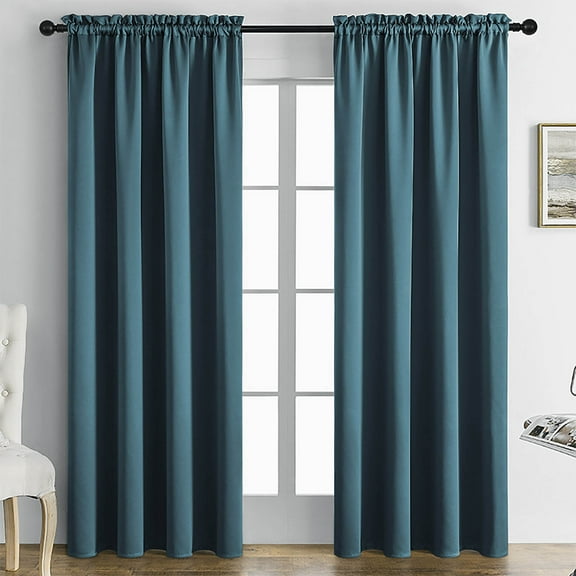 100% Blackout Patio Sliding Door Curtains 63 inch Length, Grommet Room Divider Thermal Insulated Curtain Drapes for French Door/Living Room (Mint Green, W52 x L63, 2 Panels)