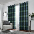 thumbnail image 1 of 100% Blackout Plaid Curtains Modern Window Panels Blue Green Checkered Tartan Curtains for Living Room Bedroom Blue Green 42"W x 63"L (Pack of 2), 1 of 6