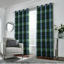 100% Blackout Plaid Curtains Modern Window Panels Blue Green Checkered Tartan Curtains for Living Room Bedroom Blue Green 42"W x 63"L (Pack of 2)
