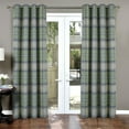 thumbnail image 1 of 100% Blackout Plaid Curtains Modern Window Panels Green Checkered Tartan Curtains for Living Room Bedroom Green 53"W x 63"L (Pack of 2), 1 of 6