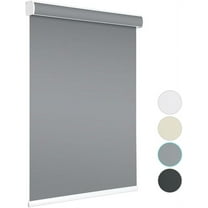 100% Blackout Roller Shades Cordless Blinds for Windows, Free-Stop Shades, Thermal Insulated Fabric, UV Protection, Natural Woven Blinds for Home and Office,24" W*72" H,Grey