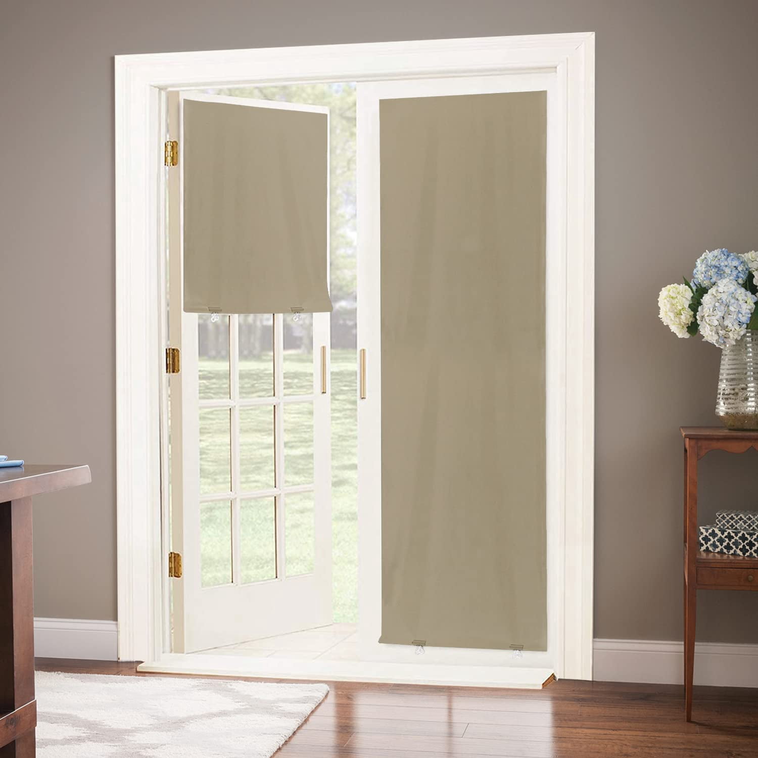 100% Blackout Roller Shades Cordless No Drill Window Blinds Thermal Insulated UV Protection Privacy for Bedroom-Beige-26''W x 68''H