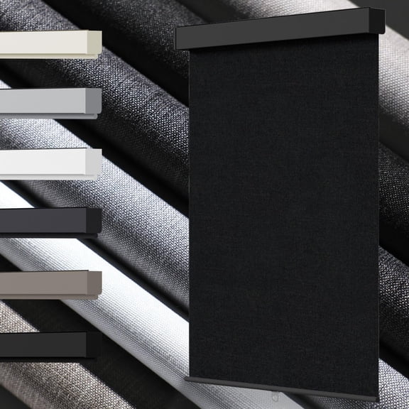 100% Blackout Roller Shades, Free-Stop Cordless Blinds, Thermal Insulated Linen Fabric UV Protection, Black, 20" W x 72" H