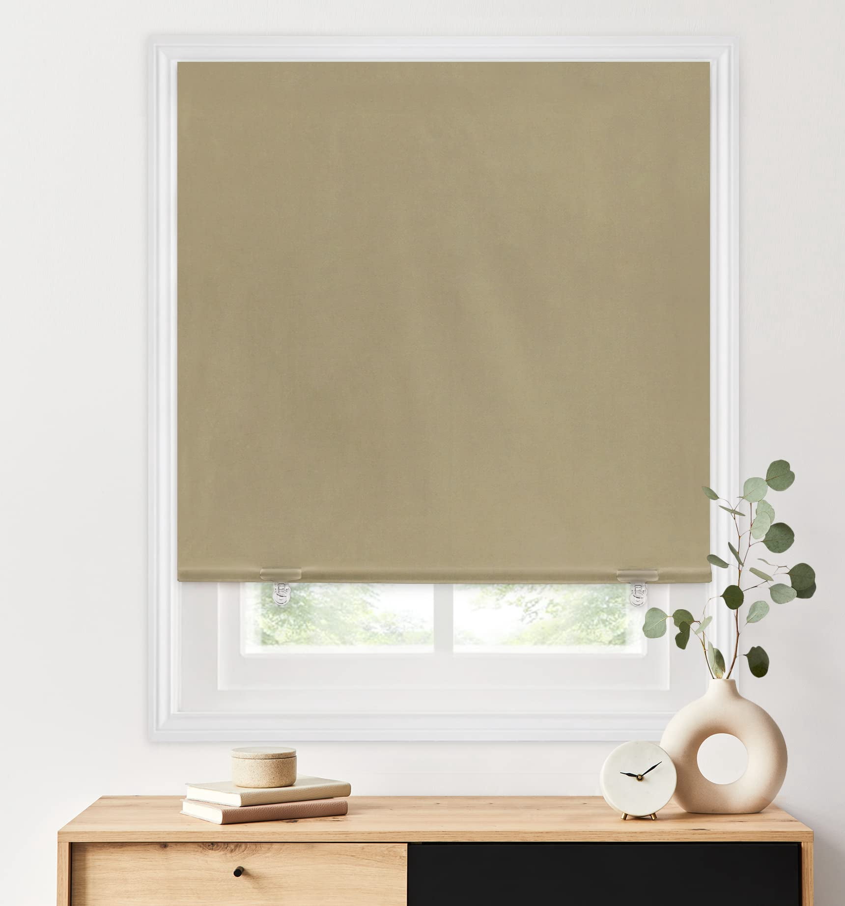 100% Blackout Roller Shades  No Tools Drill Cordless Blinds For Windows Thermal Insulated Uv Protection Privacy Window Bedroom (36''w X 72''h Beige)