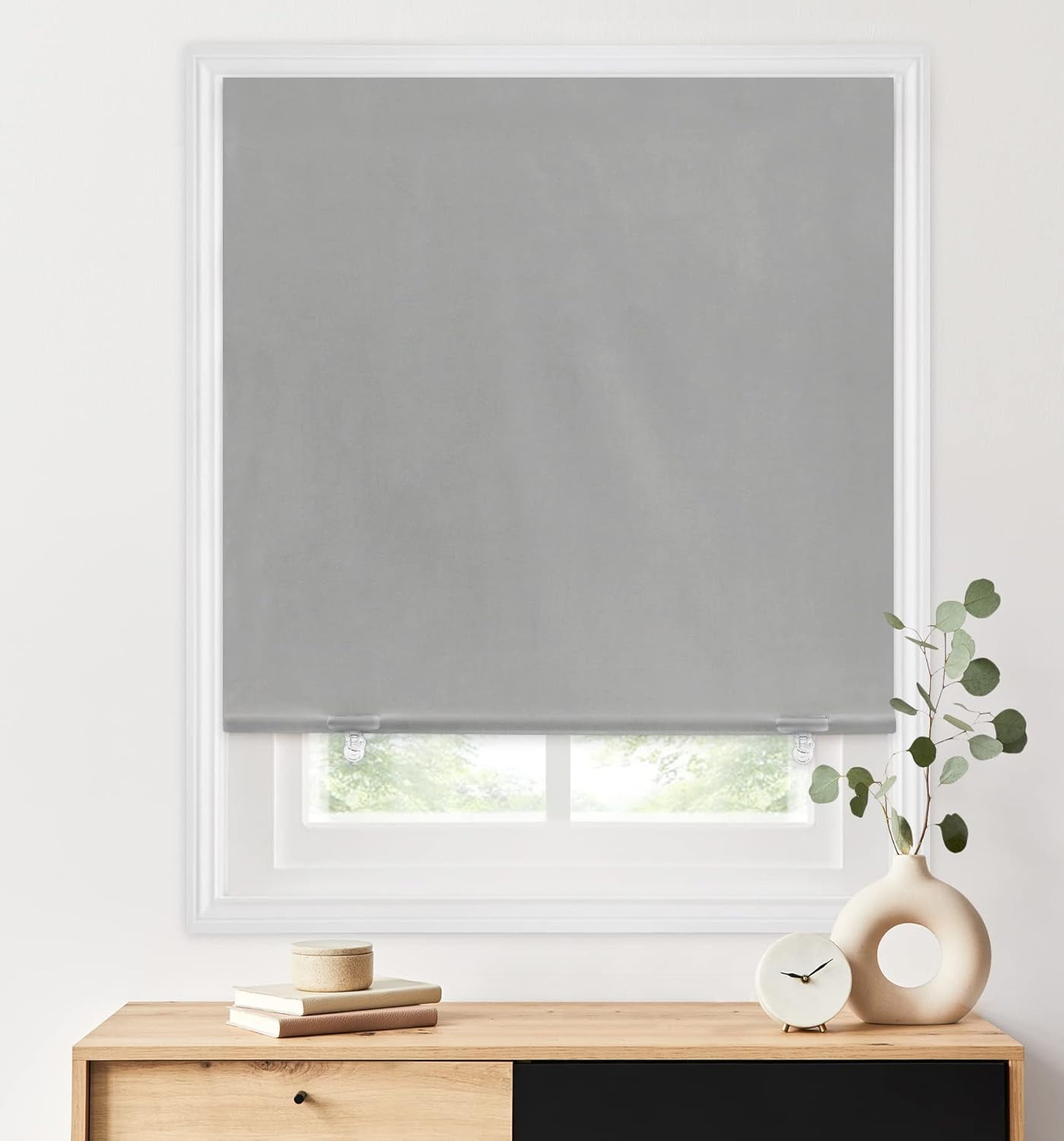 100% Blackout Roller Shades, No Tools No Drill Cordless Blinds for Windows, Thermal Insulated UV Protection Privacy Window Shades for Bedroom (36''W x 72''H, Grey)