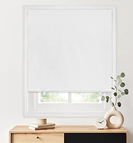 100% Blackout Roller Shades, No Tools No Drill Cordless Blinds for Windows, Thermal Insulated UV Protection Privacy Window Shades for Bedroom (36''W x 72''H, White)
