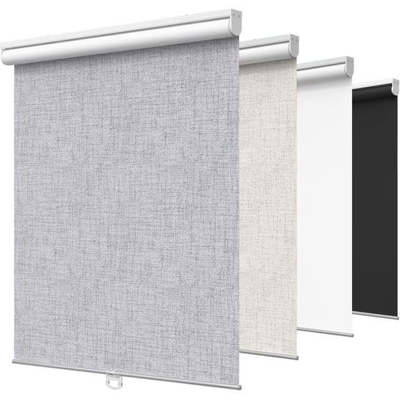 100% Blackout Roller Window Shades, Window Blinds Cordless with Thermal Insulated, UV Protection Fabric, Mini French Door Blinds for Home, Bedroom, Office, Grey, 10" W X 75" H