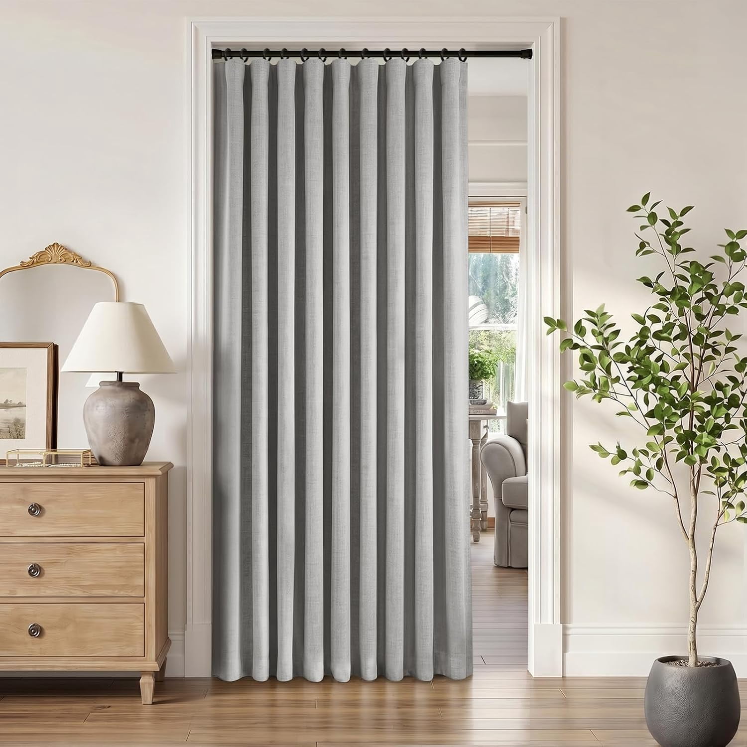Slider Sign Panel 100% Blackout Sliding Door Curtains, 1 Panel, W50xL96, Grey | Linen ...