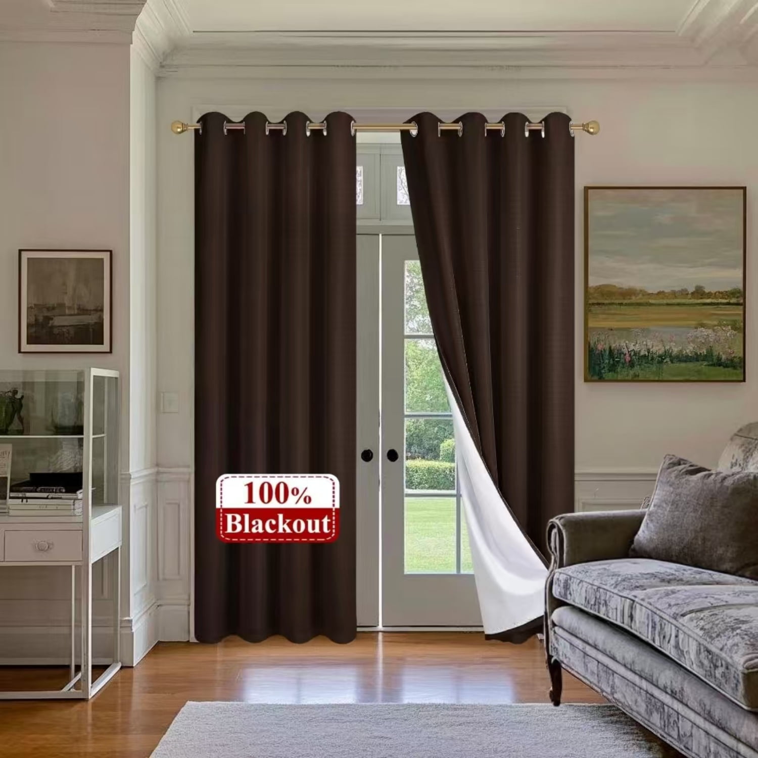 100% Blackout Velvet Curtains with Grommet, Thermal Insulated Super Soft Privacy Noise Reducing Velvet Curtains for Bedroom, 2 Panels