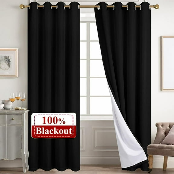 100% Blackout Velvet Curtains with Grommet, Thermal Insulated Super Soft Privacy Noise Reducing Velvet Curtains for Bedroom, 2 Panels