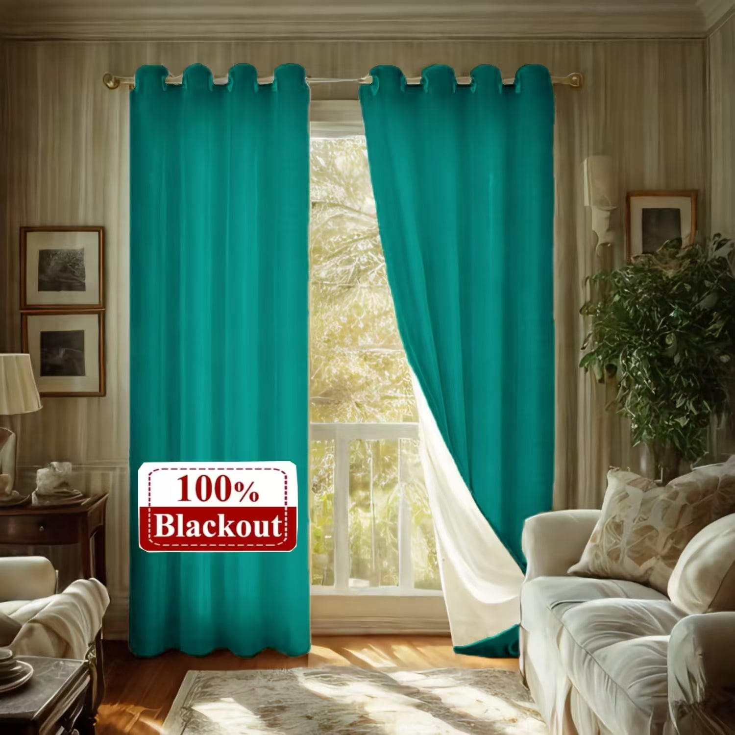 100% Blackout Velvet Curtains with Grommet, Thermal Insulated Super Soft Privacy Noise Reducing Velvet Curtains for Bedroom, 2 Panels