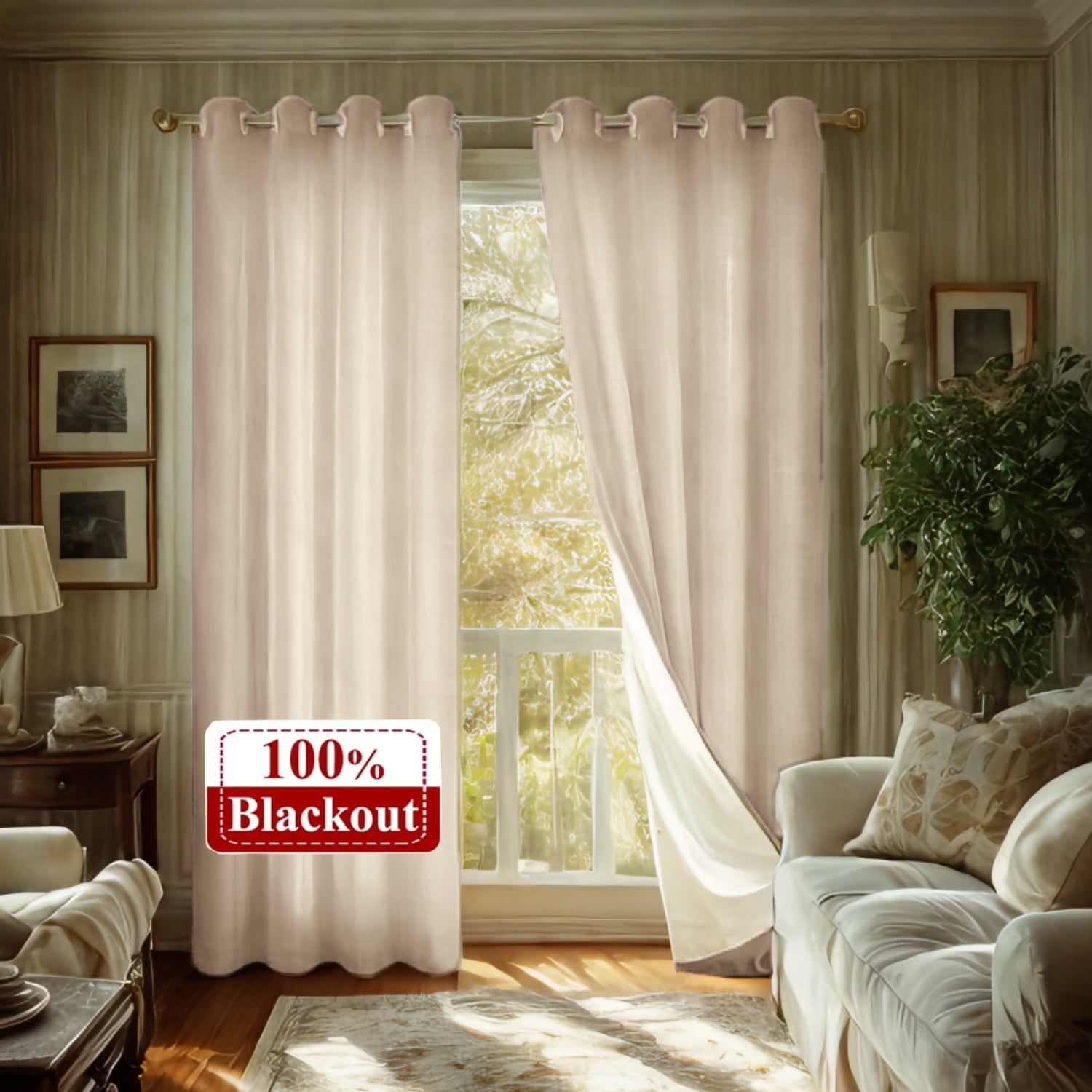 100% Blackout Velvet Curtains with Grommet, Thermal Insulated Super Soft Privacy Noise Reducing Velvet Curtains for Bedroom, 2 Panels