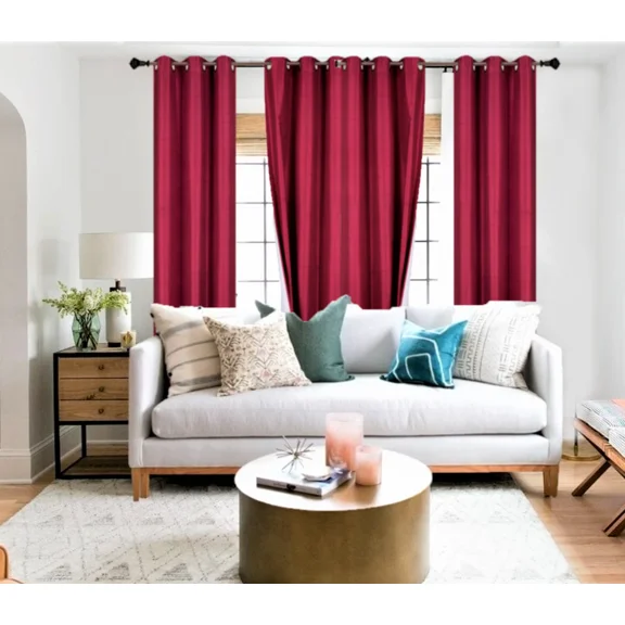 Gorgeous Home Linen 100% Blackout Window Curtain Drapes For Bedroom Living Room Burgundy Noa Set of 2 panels 35" wide X 84" long