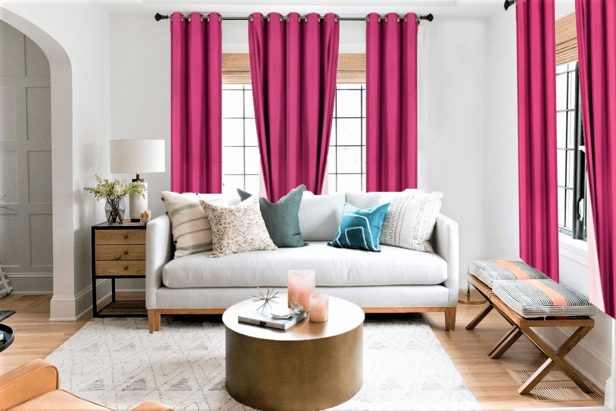 100% Blackout Window Curtain Drapes For Bedroom Living Room Hot Pink Color Room Darkening NOA 2 panels 35" wide X 84" long