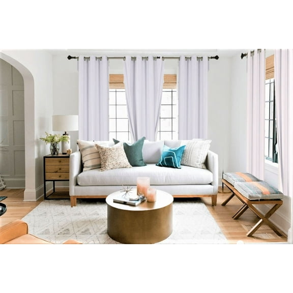 New Luxury Set of 2pc Adam White Panels 100% Blackout 3 Layered Darkening Room Energy Efficient Thermal Window Grommets Drape Lined Size 35" Wide X 84" Length Each Panel