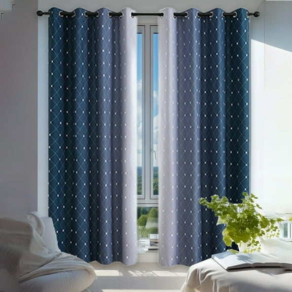 100% Blackout Window Curtain Panels, Cold and Full Light Blocking Drapes with Black Liner for Nursery, 95 inches Drop Thermal Insulated Draperies (Blue, 2 Pieces, 52 Wide Each Panel)