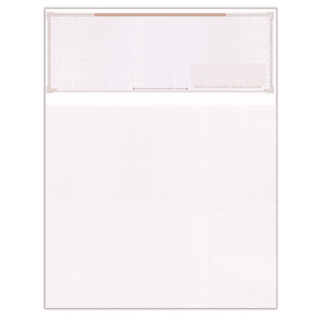 100 Blank Check Stock - Check on Top Mazed - Paper Weight # 70 High Security Check Paper - Brown Mazed