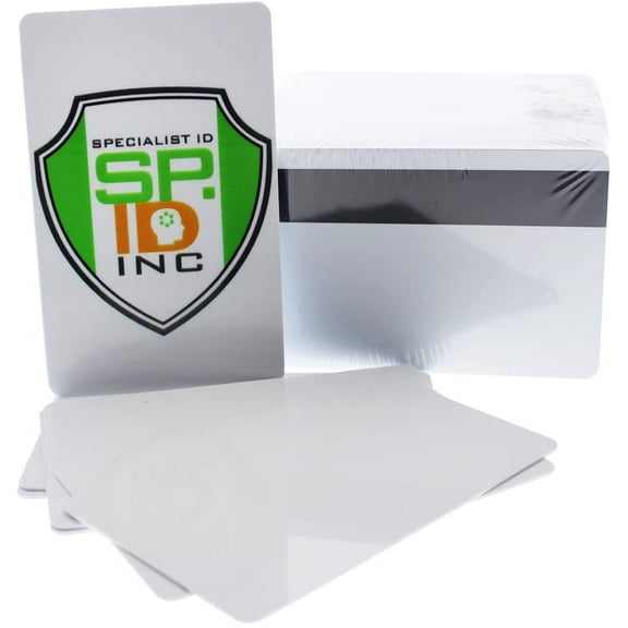 100 Blank Gift Cards for Businesses - Premium CR80 30mil Plastic Printable & Programmable Gift Cards - USA Made - Universal 1/2" Hico Magnetic Strip - (White)