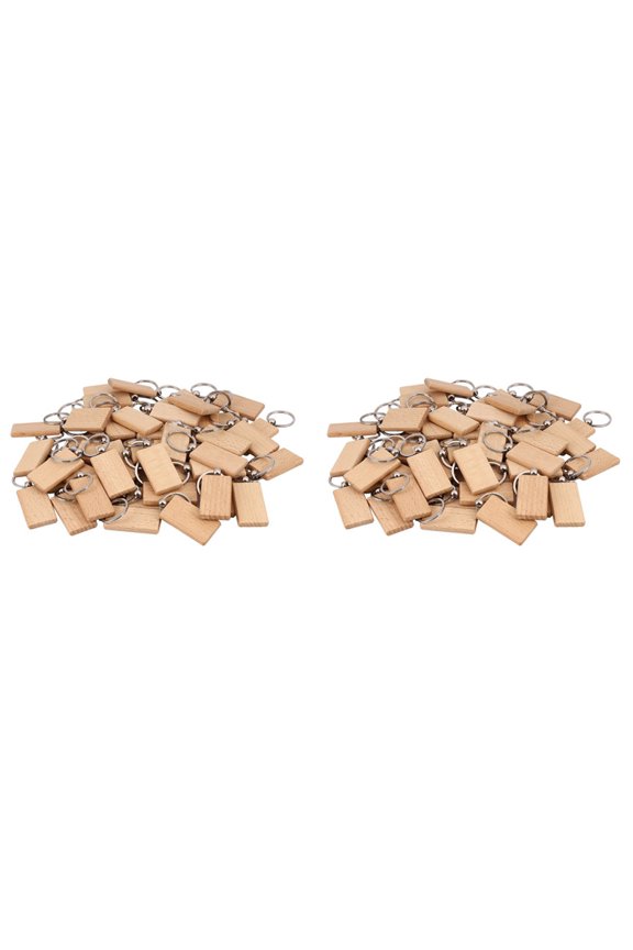 100 Blank Wooden Keychain Rectangular Engraving Key ID Can Be Engraved DIY