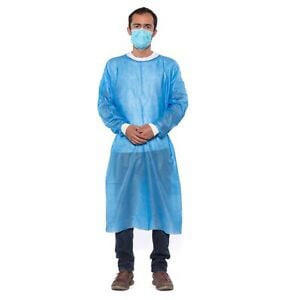100 Blue Disposable Medical Isolation Gowns w/ Knitt Cuffs Lab Dentists