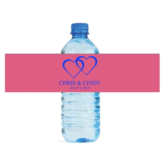 100 Blue and Blush Wedding Water Bottle Labels Engagement Party Special Occasion