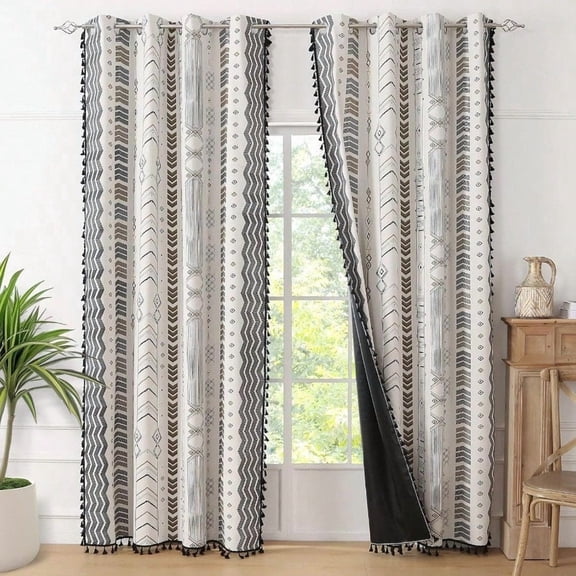 100 Boho Blackout Curtains 2 Panels 84 Inch Black White Western Southwest Aztec Thermal Black Out Patterned Curtain Drapes for Living Room Bedroom
