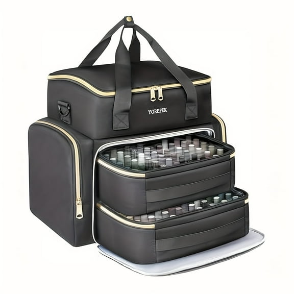 100+ Bottle Nail Polish Organizer - Holds 96-100 Bottles (15ml), Includes Lamp & Support Board for Salon/Home/Travel Storage