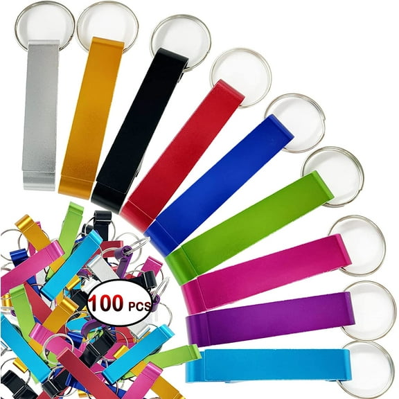 100 Bottle Opener Keychain Bulk for Men Women Multicolor Aluminum Key Chain Beer Can Bottle Opener for Party Favor Wedding Favor Bartender Groomsmen Fathers Day