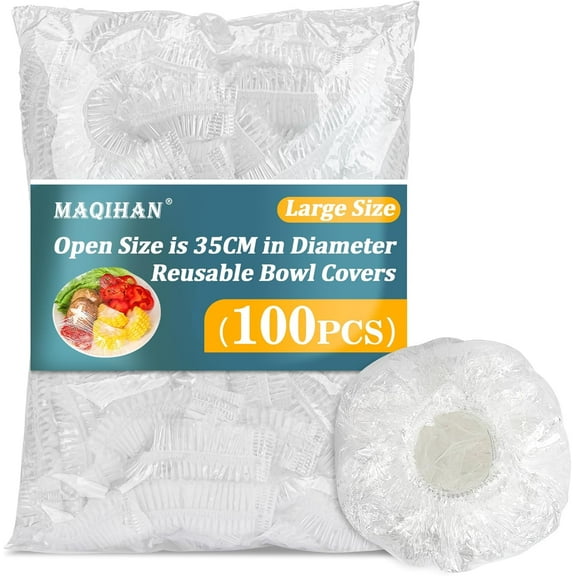 100 Bowl Covers Bread Proofing - Extra Large Plastic Wrap for Food Sourdough Bread Baking Rising Elastic Reusable Plate Covers Outdoor Food Fresh Keeping Bags Shower Cap Hair Deep Conditioning