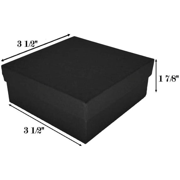 100 Boxes of 3 1/2" x 3 1/2" x 1 7/8" Black Matte Cotton Filled Jewelry boxes