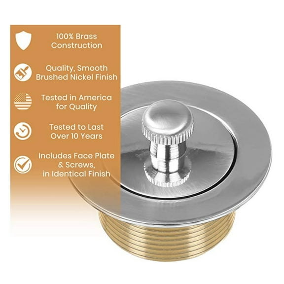 100% Brass Lift and Turn Bathtub Drain - Brushed Nickel Finish - Handyman Designed - Fits All Bathtub Sizes - Tested for Quality in America - Vance Home Improvement Drain Conversion Kit