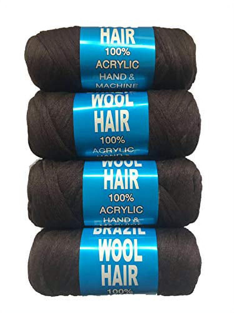 100% Brazilian Wool Hair Acrylic Yarn For African Braids/Senegalese  Twist/Faux Locs/Wraps With Crochet Hook 4pcs 
