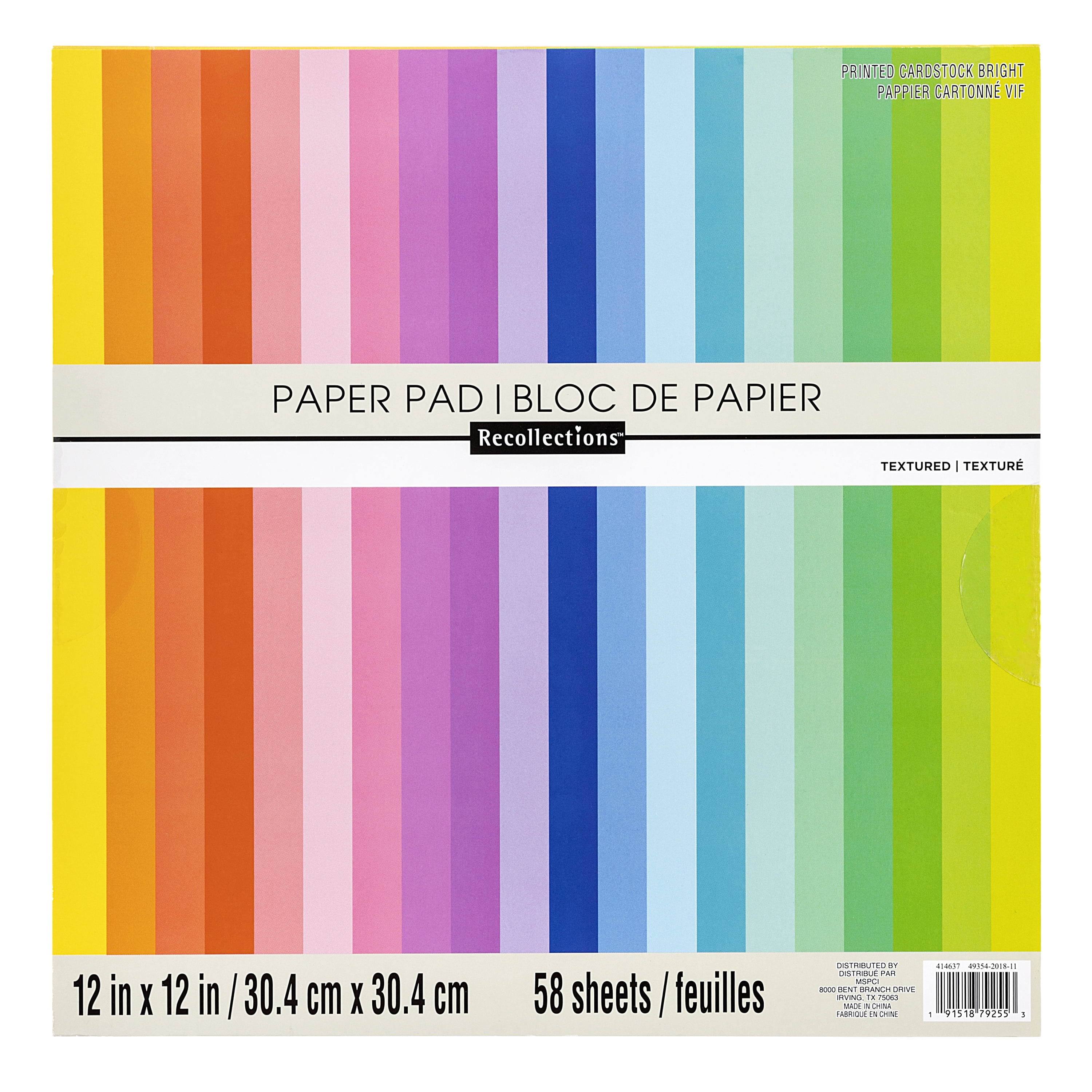 100 Brights 12â€ x 12â€ Cardstock Paper Pad by Recollections - Acid and Lignin Free Paper for Scrapbooks - Arts & Crafts - 1 Pack