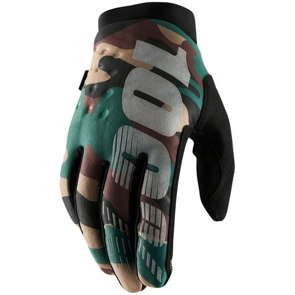 100% Brisker Gloves - Camo/Black Full Finger Men's X-Large