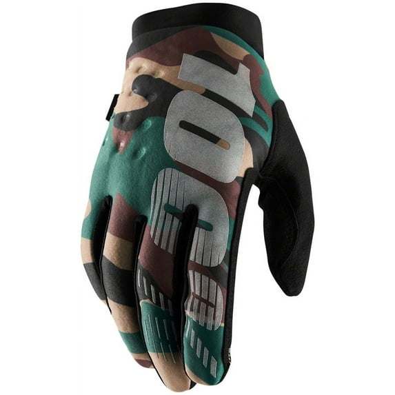100% Brisker Gloves - Camo/Black Full Finger Men's X-Large