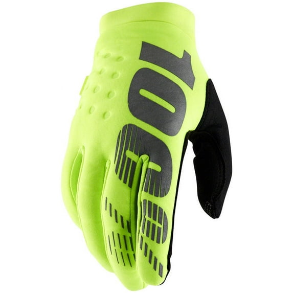 100% Brisker Gloves - Flourescent Yellow/Black Full Finger Men's X-Large